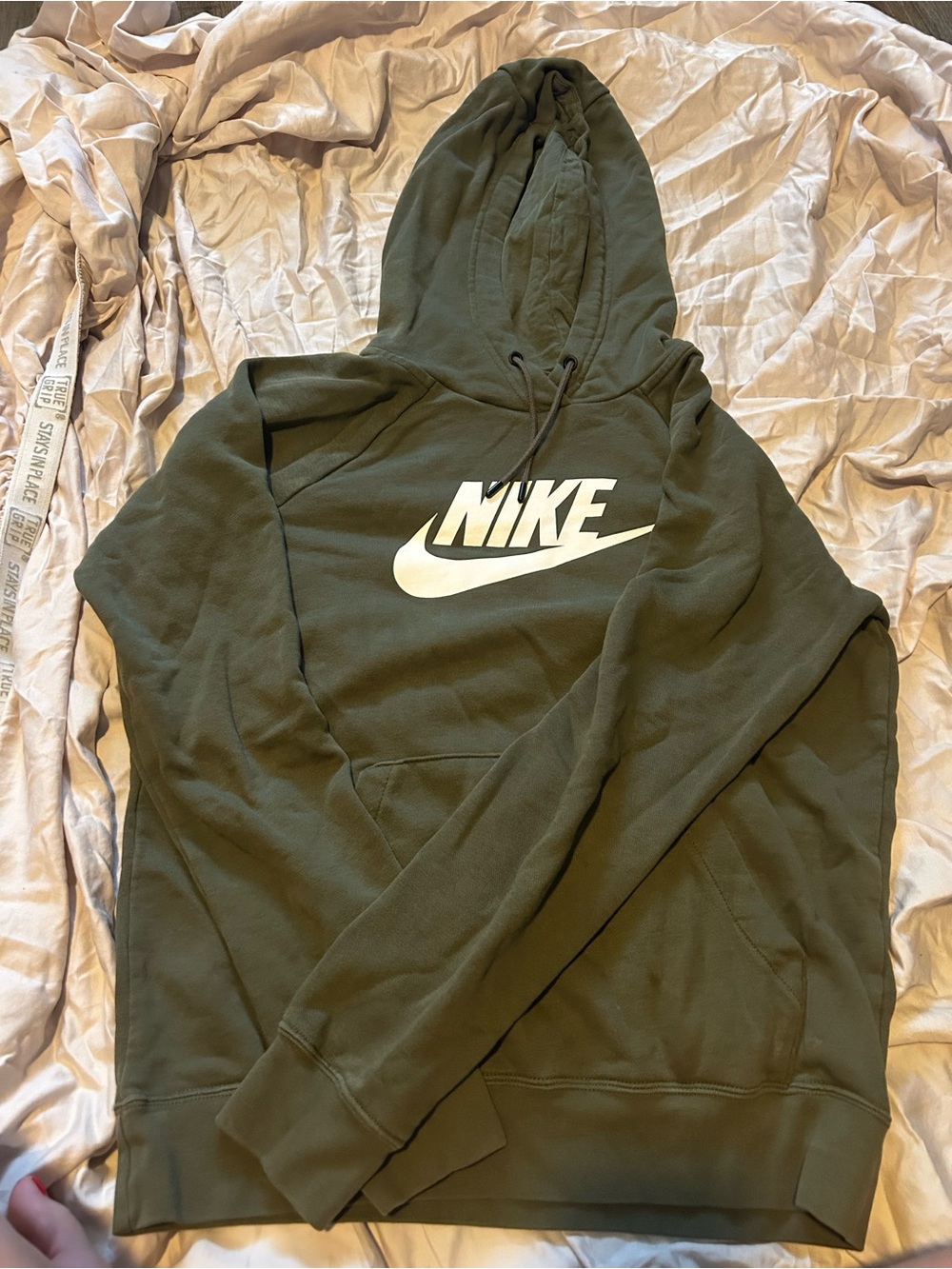 Nike Olive Green Hoodie with White Swoosh
